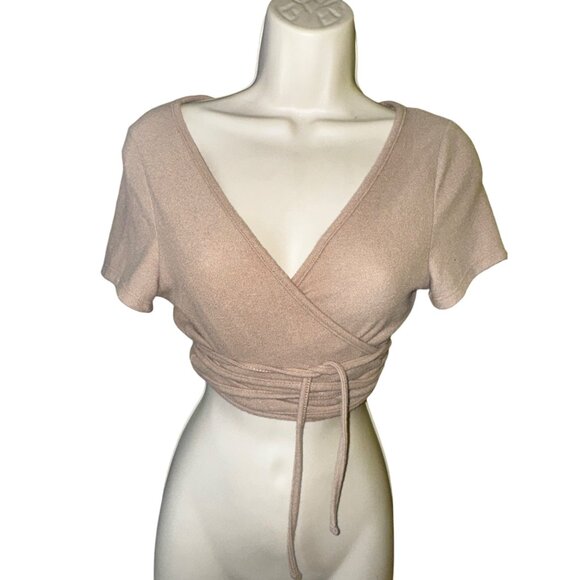 All Tied Up Biker Capri Short Set Mocha Large Fashion Nova Sexy Stretch Wrap Top - Picture 5 of 11